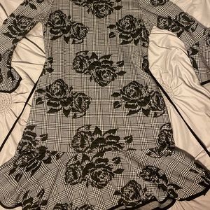 Long sleeve black rose dress